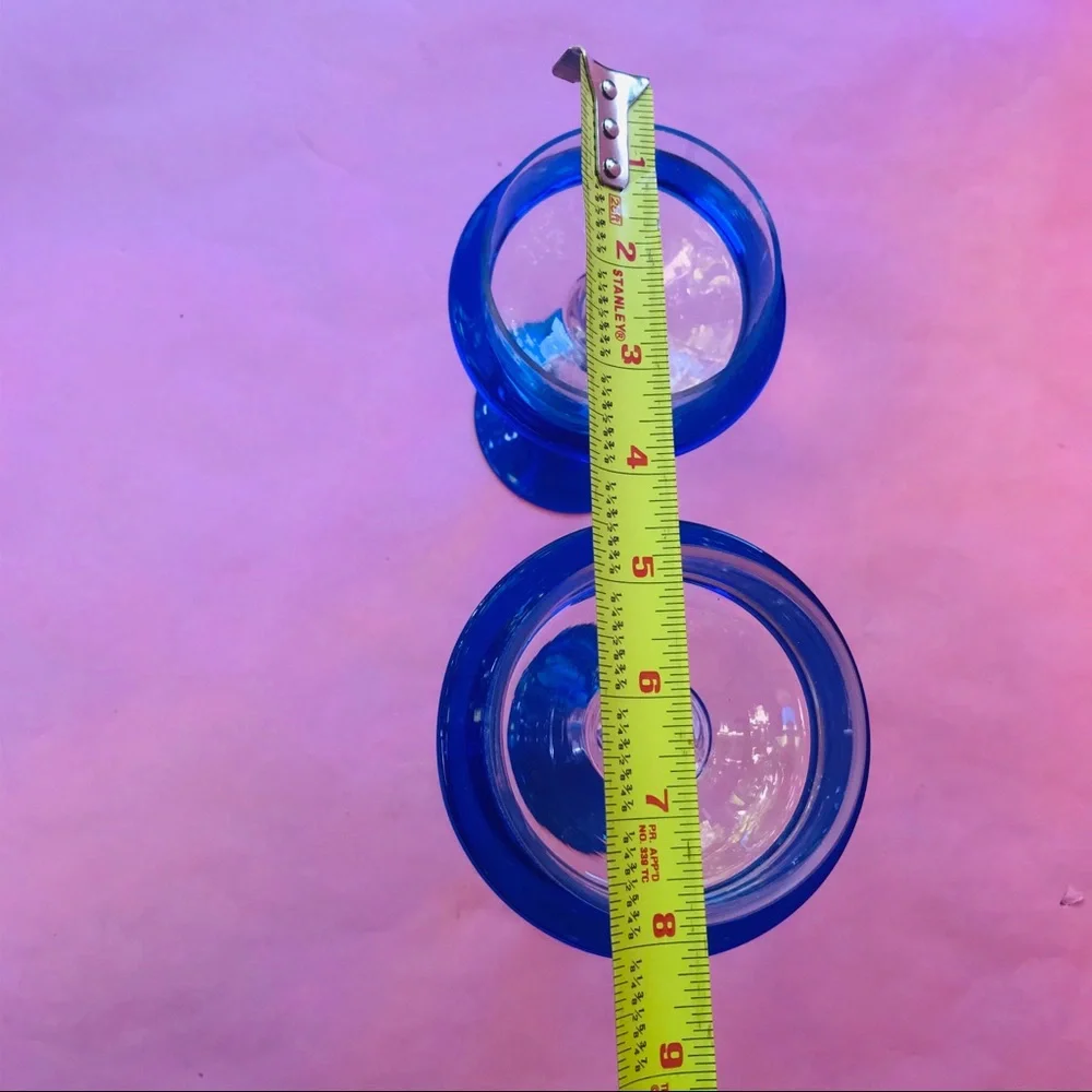 Unique crystal candle holders with twisted stems set of 2